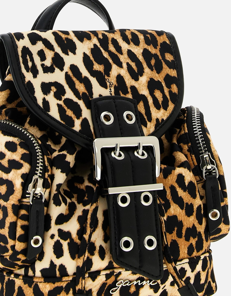 Ganni バックリーレオパードナイロンバックパック () IFCHIC.COM