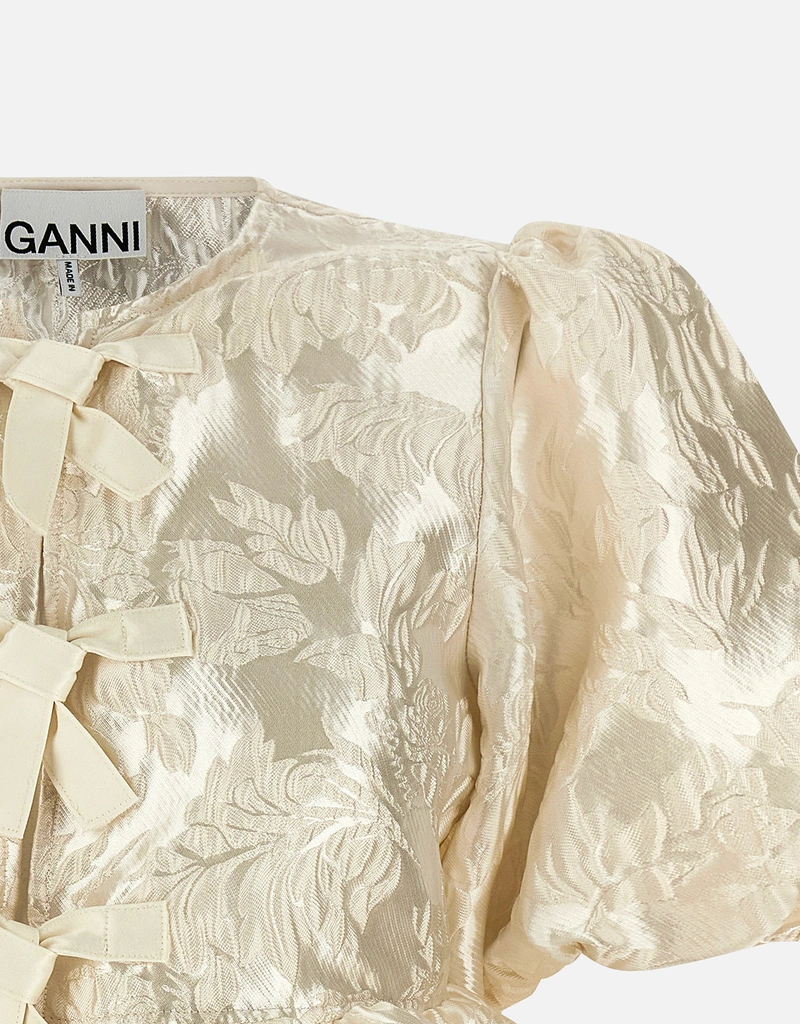 Ganni Satin Peplum Jacquard Blouses (All New In) IFCHIC.COM
