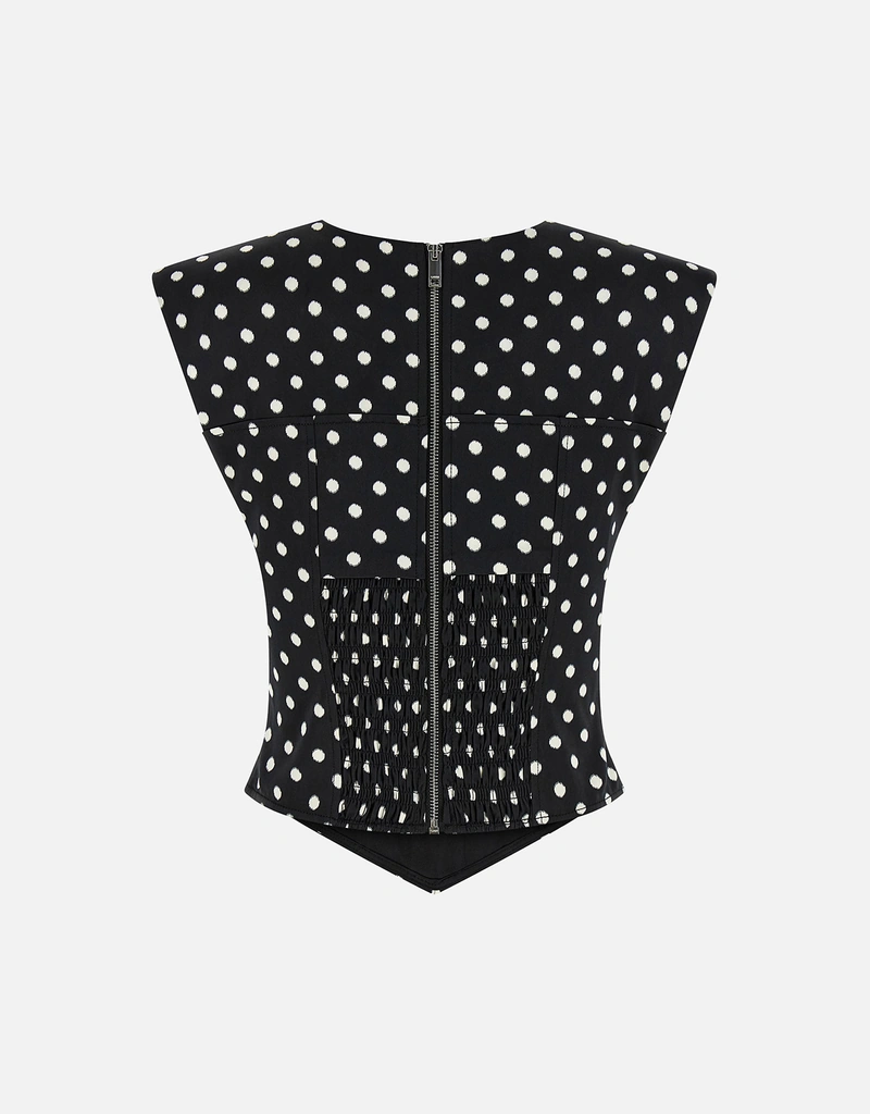 Ganni Silk-Effect Polka Dot Sleeveless Top (All New In) IFCHIC.COM