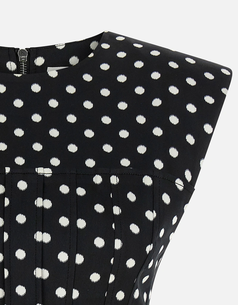 Ganni Silk-Effect Polka Dot Sleeveless Top (All New In) IFCHIC.COM