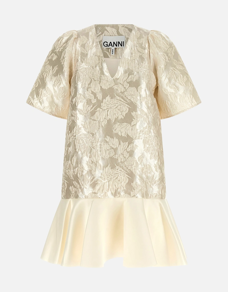 Ganni サテンクロークジャカードミニドレス (すべての新品) IFCHIC.COM