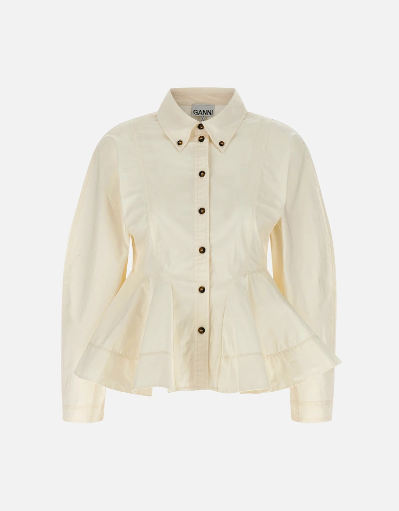 Ganni アイボリーペプラムシャツ (すべての新品) IFCHIC.COM