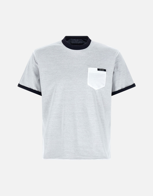 PRADA Tシャツ 98%ポリエステル素材　ホワイト/ネイビー Prada メンズリバーシブルコットンTシャツ (すべての新品) IFCHIC.COM