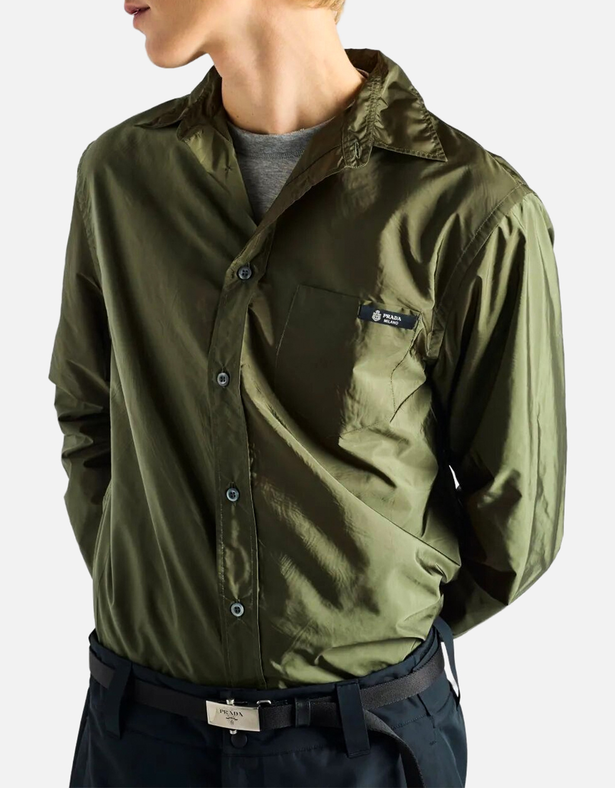 Prada メンズ Re-Nylon クラシックフィットシャツ (すべての新品