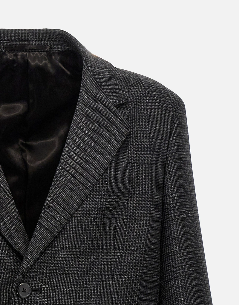 Prada メンズチェック初剪ウールシングルブレストコート (すべての新品