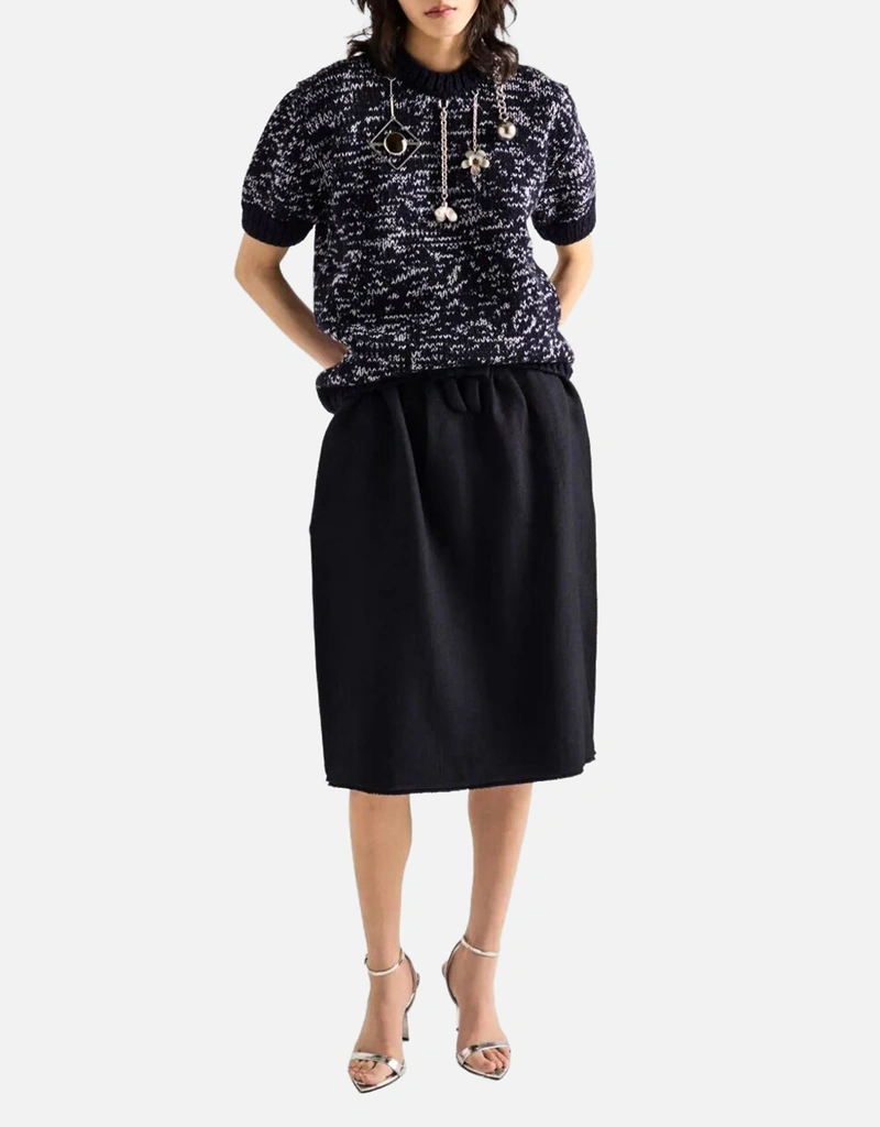 Prada シェブロン 美麗奴ウール ミディスカート (すべての新品) IFCHIC.COM