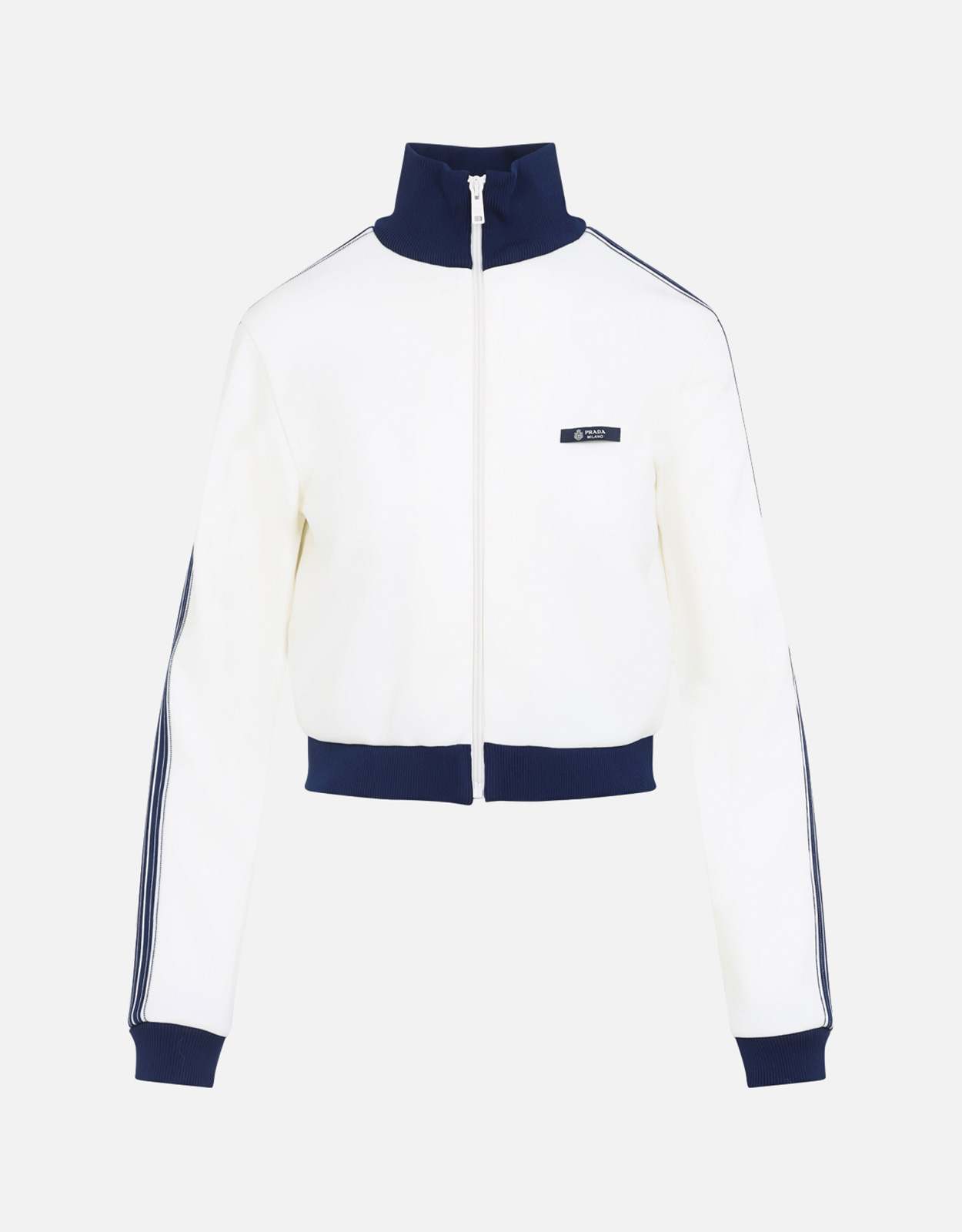 PRADA ジップアップジャケット ネイビー/ホワイト Prada フリーススリムフィットジップアップジャケット (すべての新品