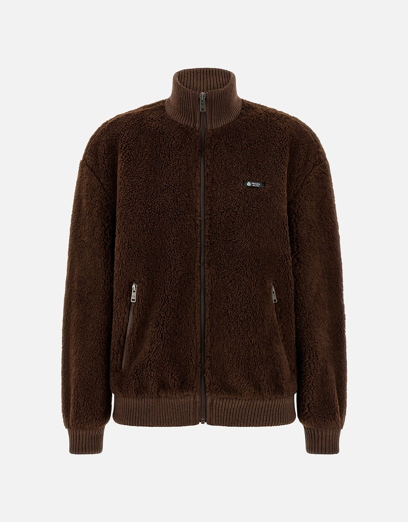 Prada Virgin Wool Ribbed Knit Fleece Jacket (All New In) IFCHIC.COM