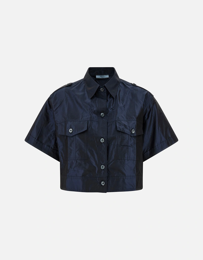 トップス PRADA Prada シルクタフタクロップドシャツ (すべての新品) IFCHIC.COM