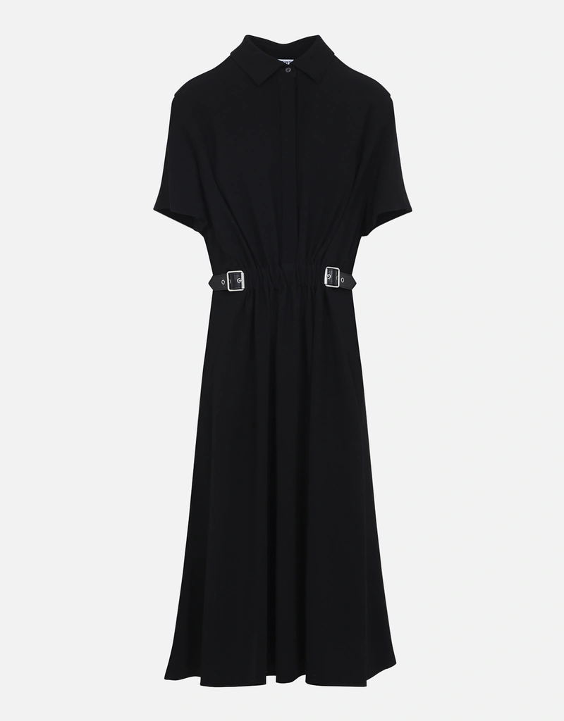 Loewe Draped Belted Dress - Black