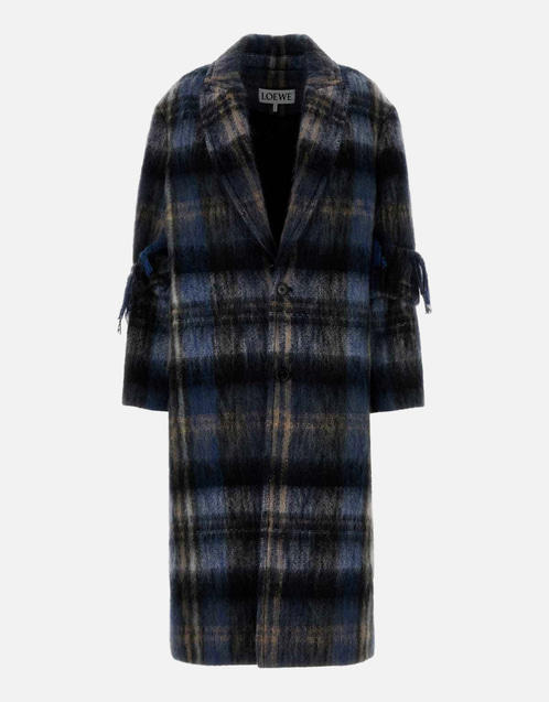 Loewe モヘヤブレンドチェック柄ミドル丈コート (すべての新品) IFCHIC.COM