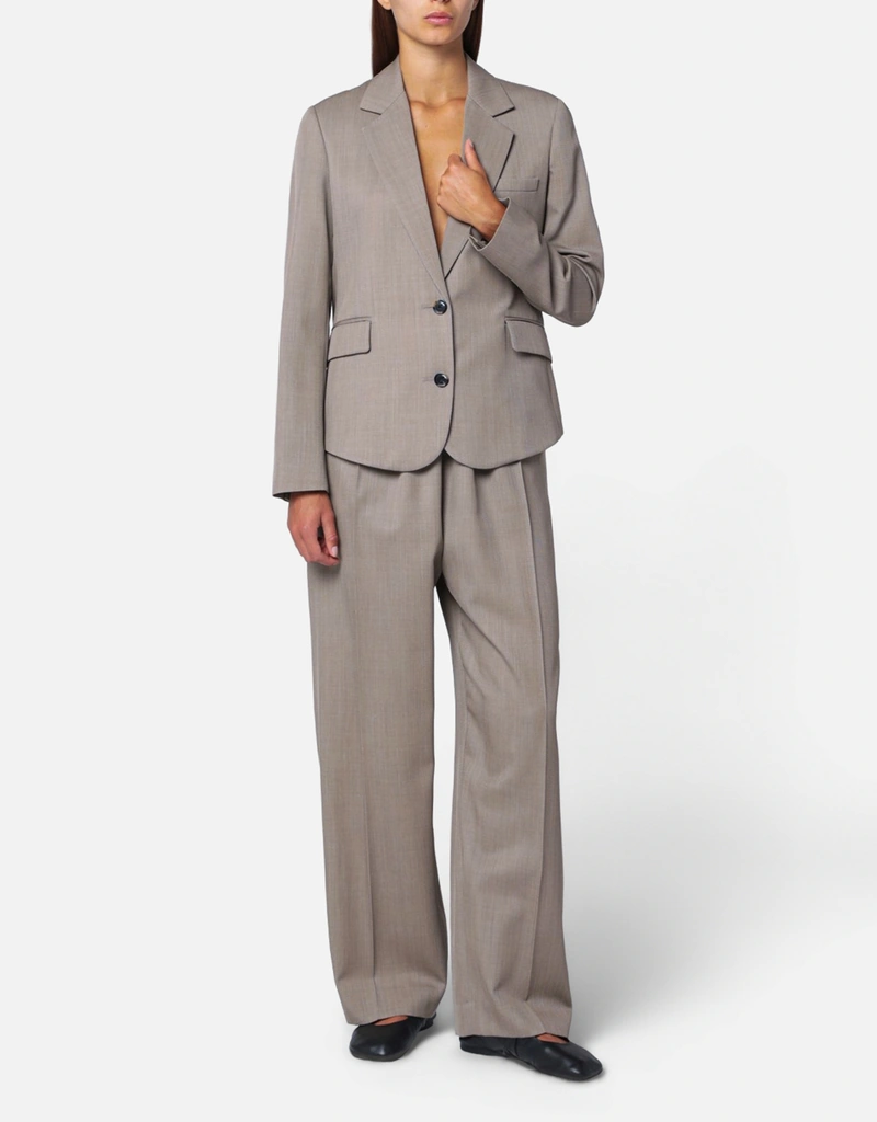 Loewe ウールレザーベルト付きストレートトラウザー (パンツ) IFCHIC.COM