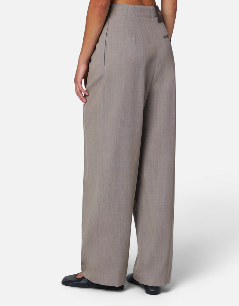 Loewe ウールレザーベルト付きストレートトラウザー (パンツ) IFCHIC.COM