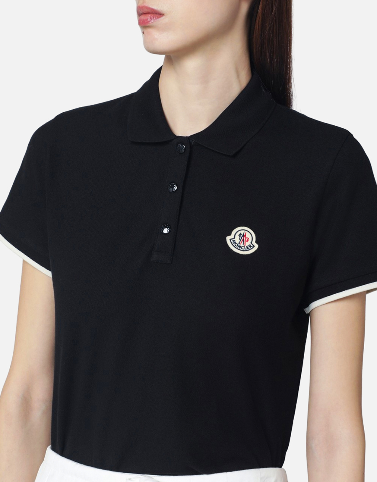 Moncler ブラックコットンピケポロシャツ (トップス) IFCHIC.COM