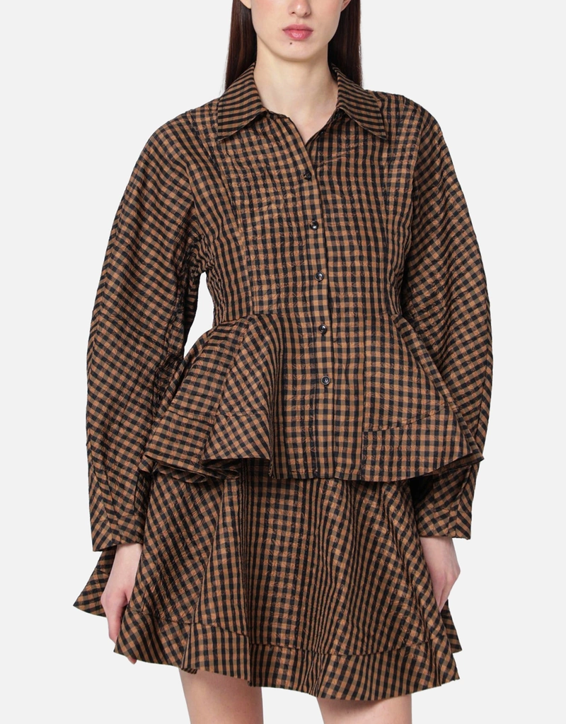 Ganni Crinckled Taffeta Blouse (Tops) IFCHIC.COM