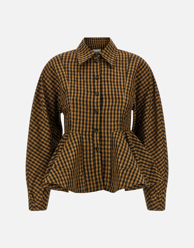 Ganni Crinckled Taffeta Blouse (Tops) IFCHIC.COM