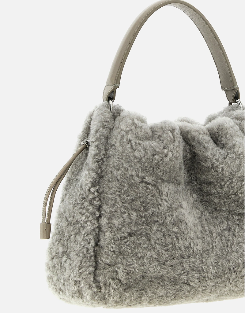 Brunello Cucinelli Mellow Small Fuzzy Shearling Bucket Bag