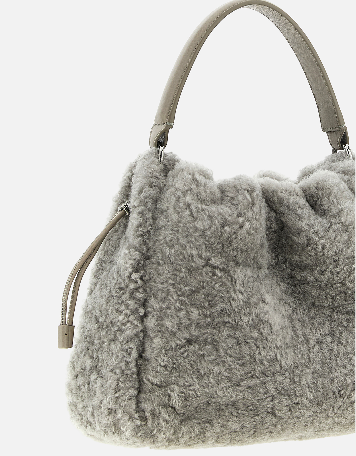 Brunello Cucinelli Mellow Small Fuzzy Shearling Bucket Bag