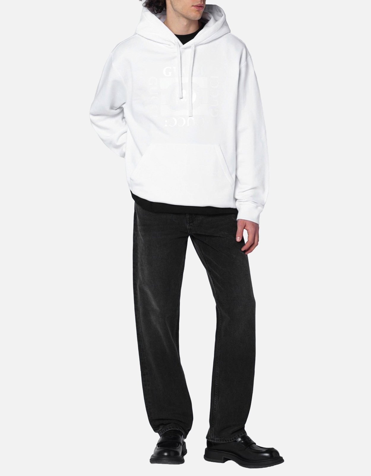 GUCCI Gucci White cotton sweatshirt with logo print　グッチ ホワイト コットン スウェットシャツ ロゴプリント