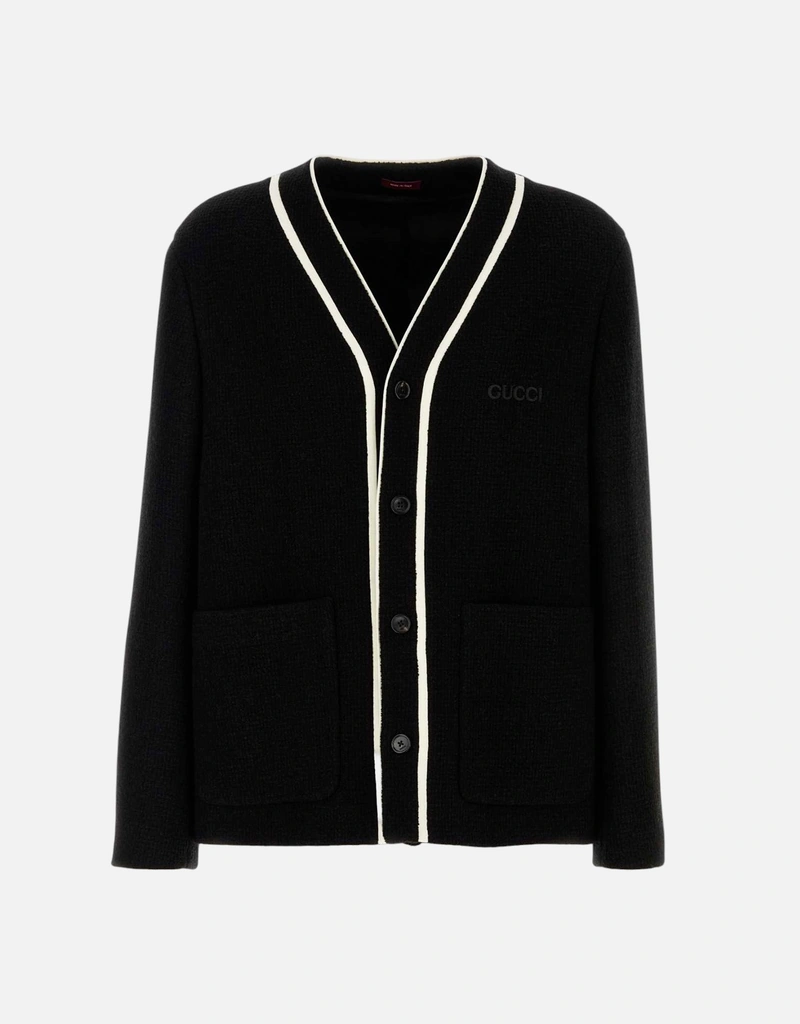 Gucci メンズ ウール混紡 ロゴパッチ Vネックカーディガン () IFCHIC.COM