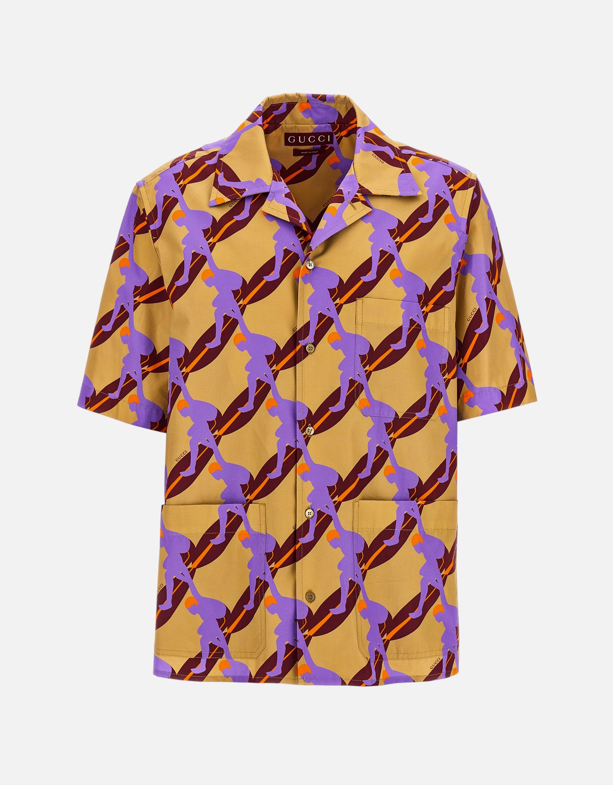 Gucci メンズ Twisted Surf コットンプリント 半袖シャツ () IFCHIC.COM