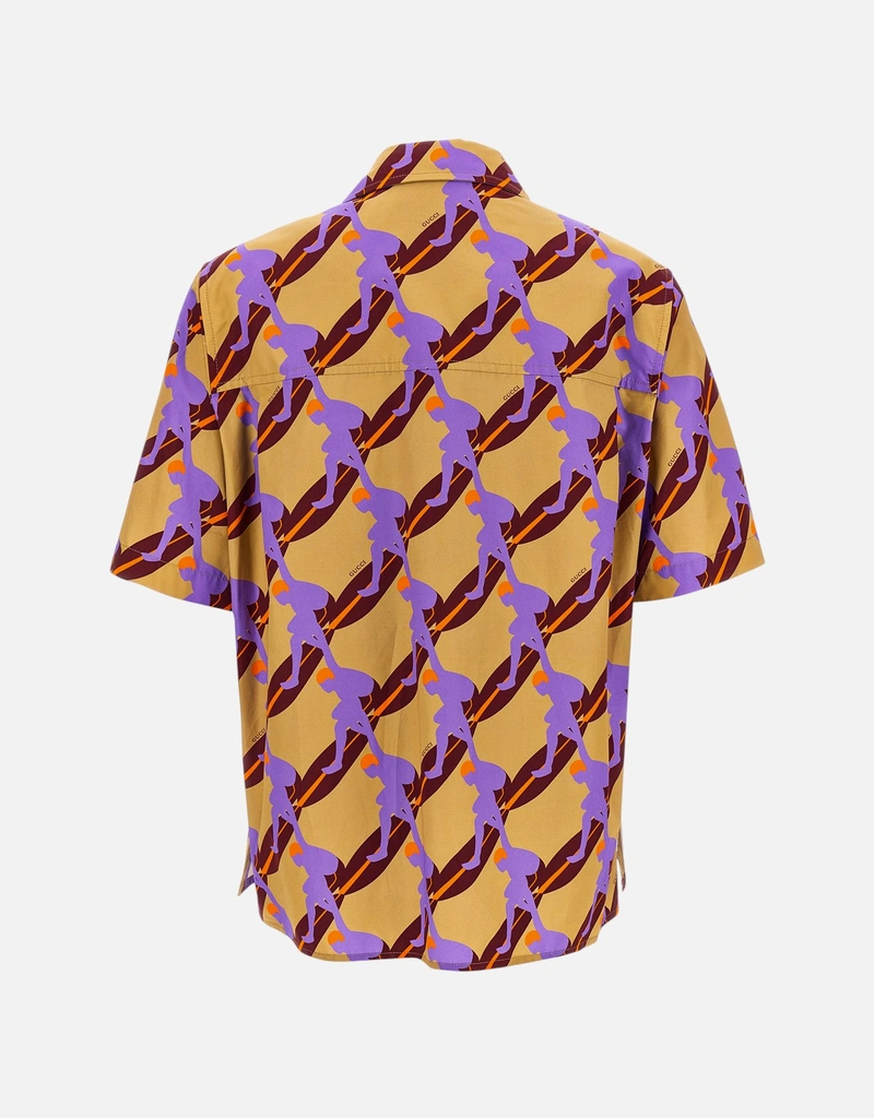 Gucci メンズ Twisted Surf コットンプリント 半袖シャツ () IFCHIC.COM