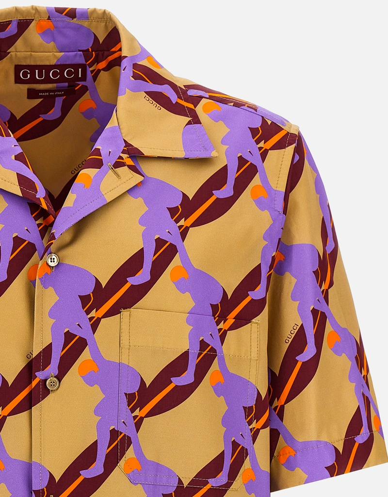 GUCCI 花柄虎プリント 半袖シャツ Gucci メンズ Twisted Surf コットンプリント 半袖シャツ () IFCHIC.COM