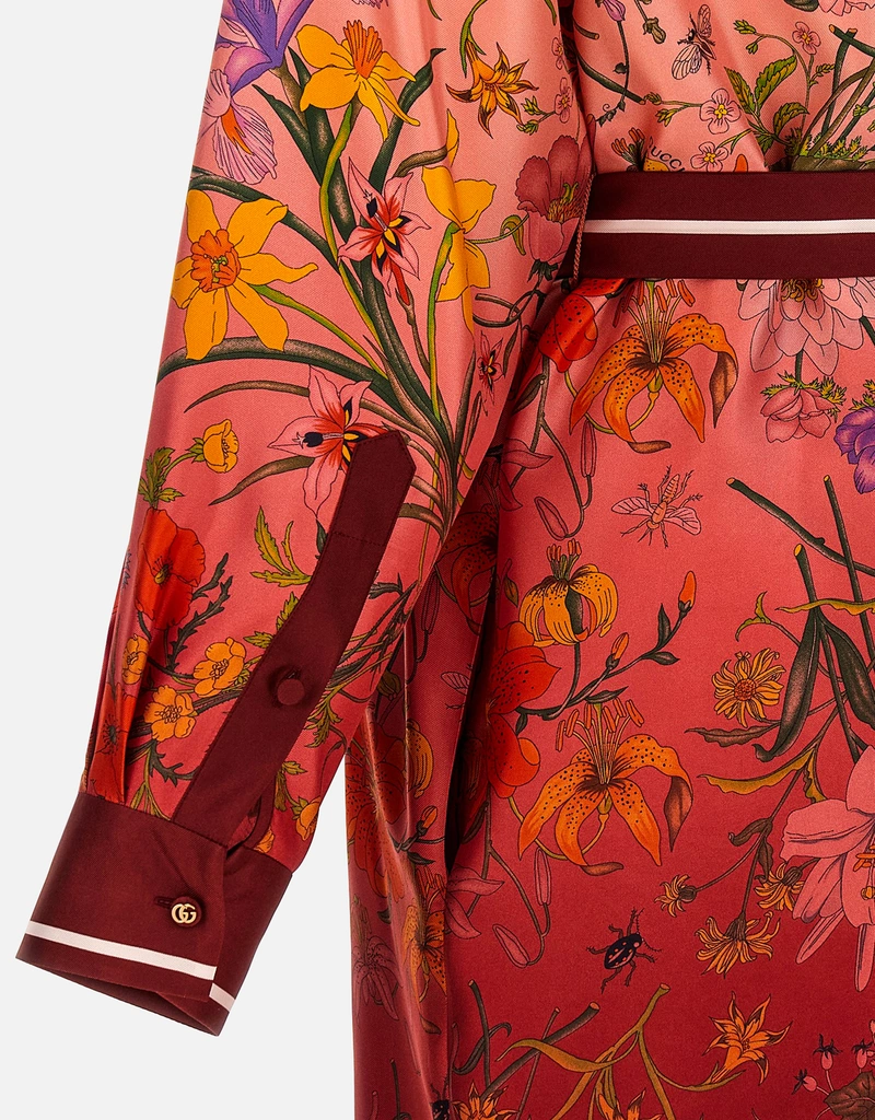 Gucci プリントシルクツイルミディドレス (すべての新品) IFCHIC.COM