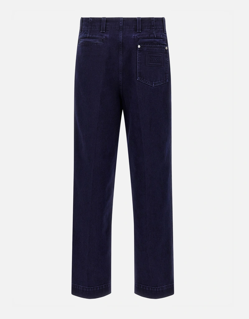 Gucci メンズ Jeans Label コットンデニム ワイドストレートジーンズ