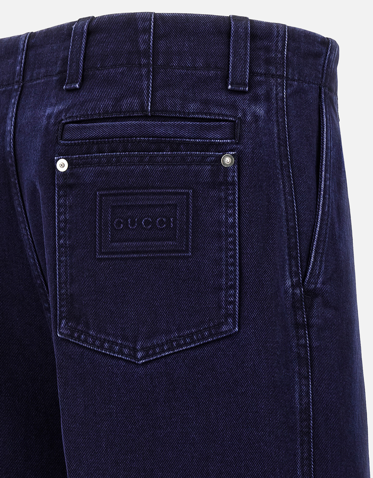 Gucci メンズ Jeans Label コットンデニム ワイドストレートジーンズ