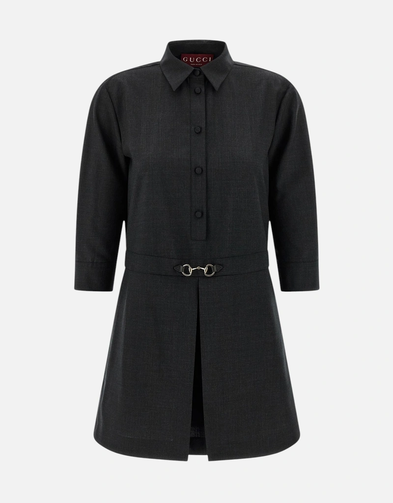 Gucci ホースビット付きウールシャツワンピース (すべての新品) IFCHIC.COM