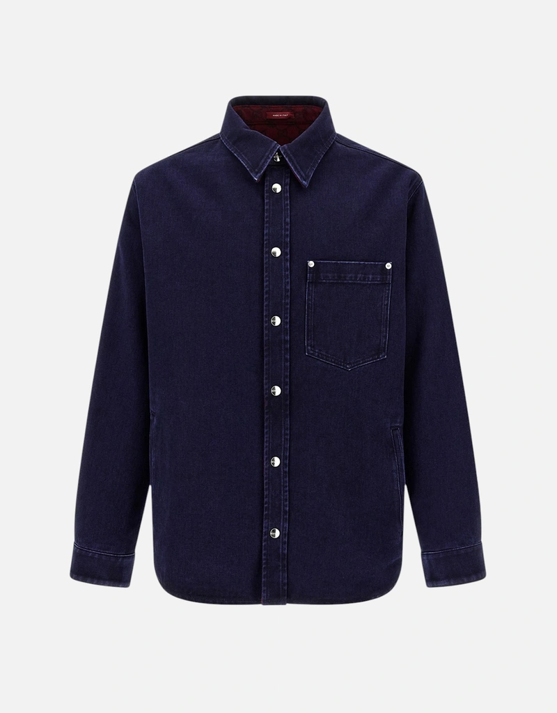 Gucci メンズリバーシブルコットンデニムフランネルシャツ (すべての