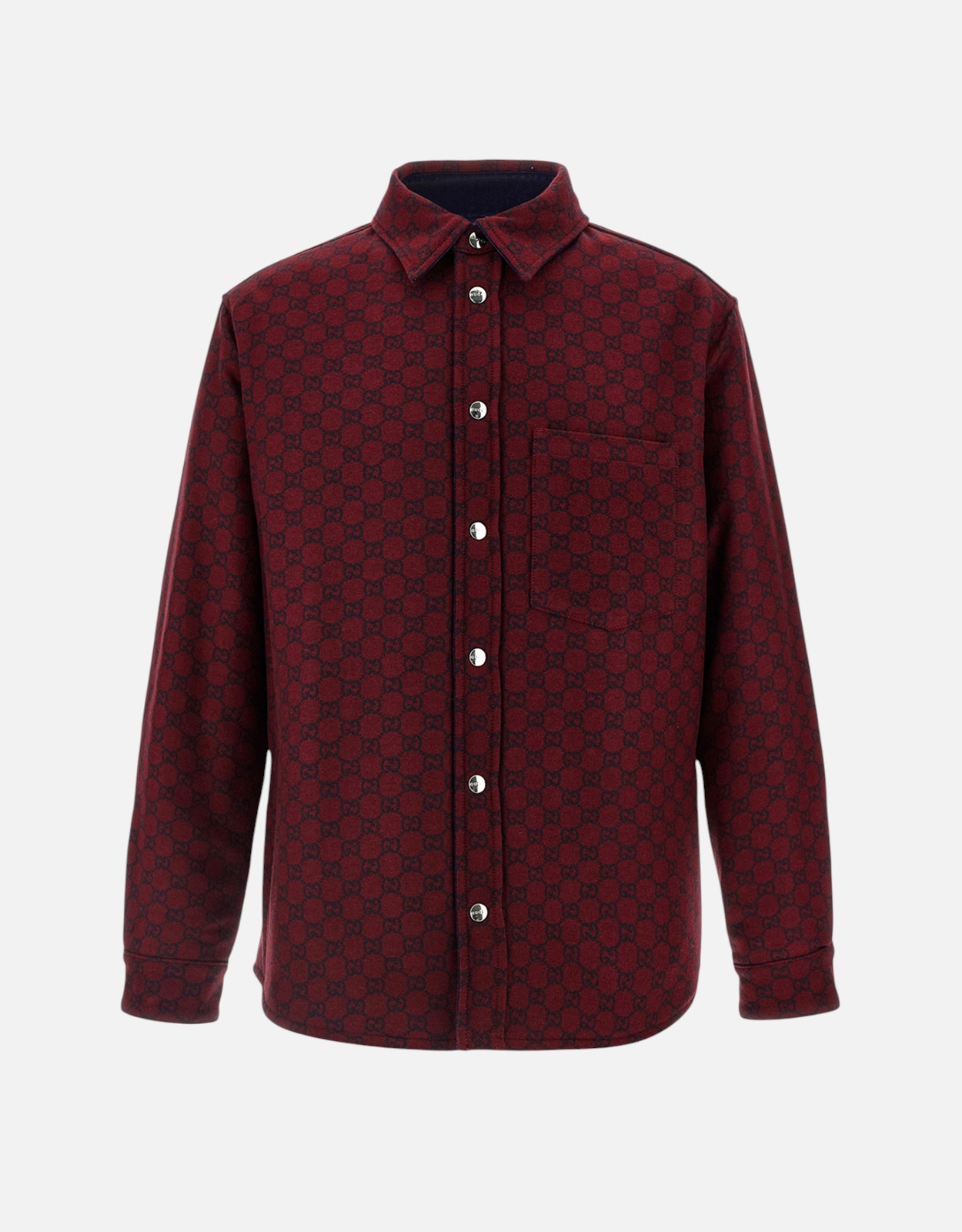 【グッチ】美品デニム フリルシャツ インディゴ ロゴボタン レザータグ 紺 40 GUCCI デニムフリルシャツ サイズ40 GUCCI グッチ美品デニム