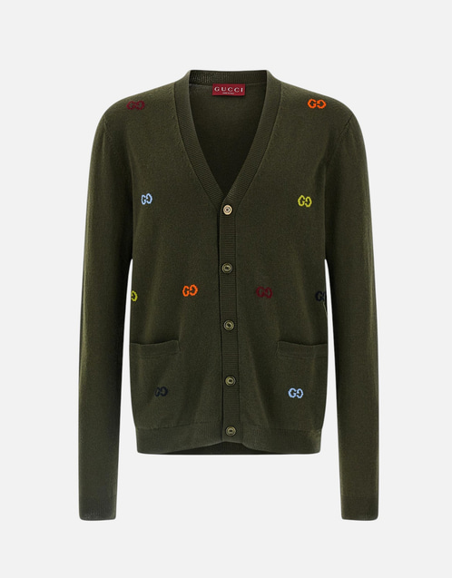 GUCCI マスタード カーディガン L Gucci メンズ GGイントレチャートカシミヤカーディガン (すべての新品