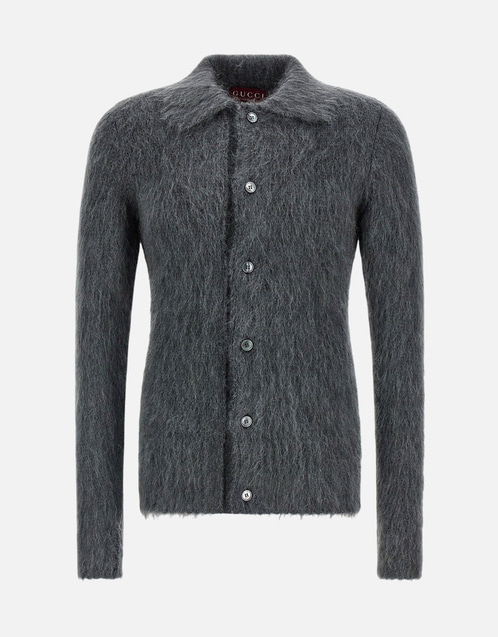 Gucci メンズ ブラッシュド モヘア ウール カーディガン (すべての新品