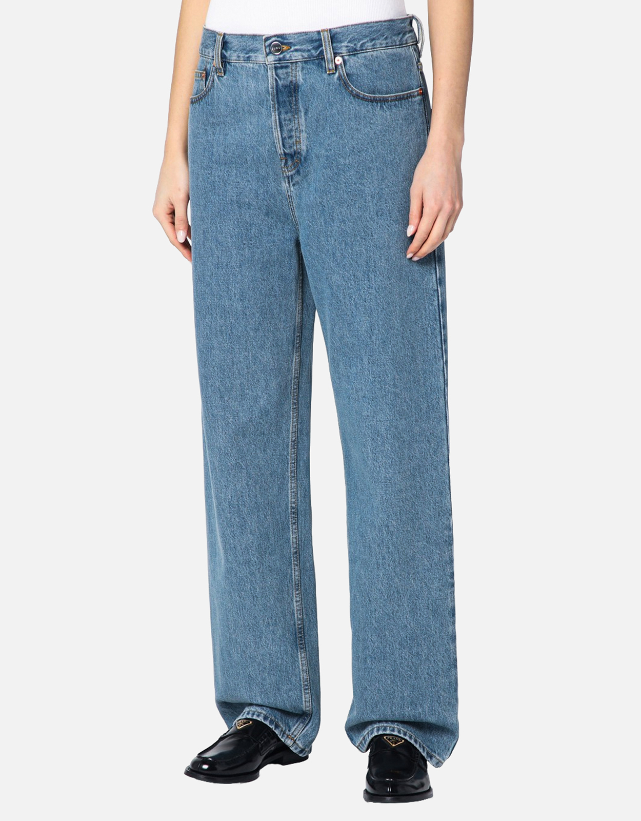 Gucci ライトブルー ワイドレッグ デニム ジーンズ (パンツ) IFCHIC.COM