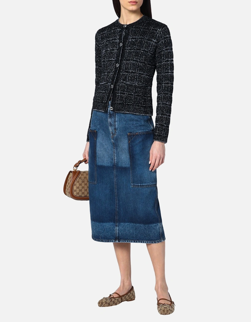 Gucci パッチワークブルーデニムスカート (ドレス) IFCHIC.COM