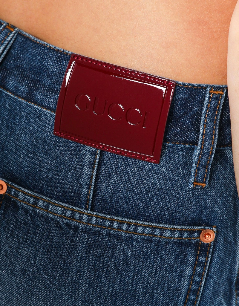 Gucci パッチワークブルーデニムスカート (ドレス) IFCHIC.COM
