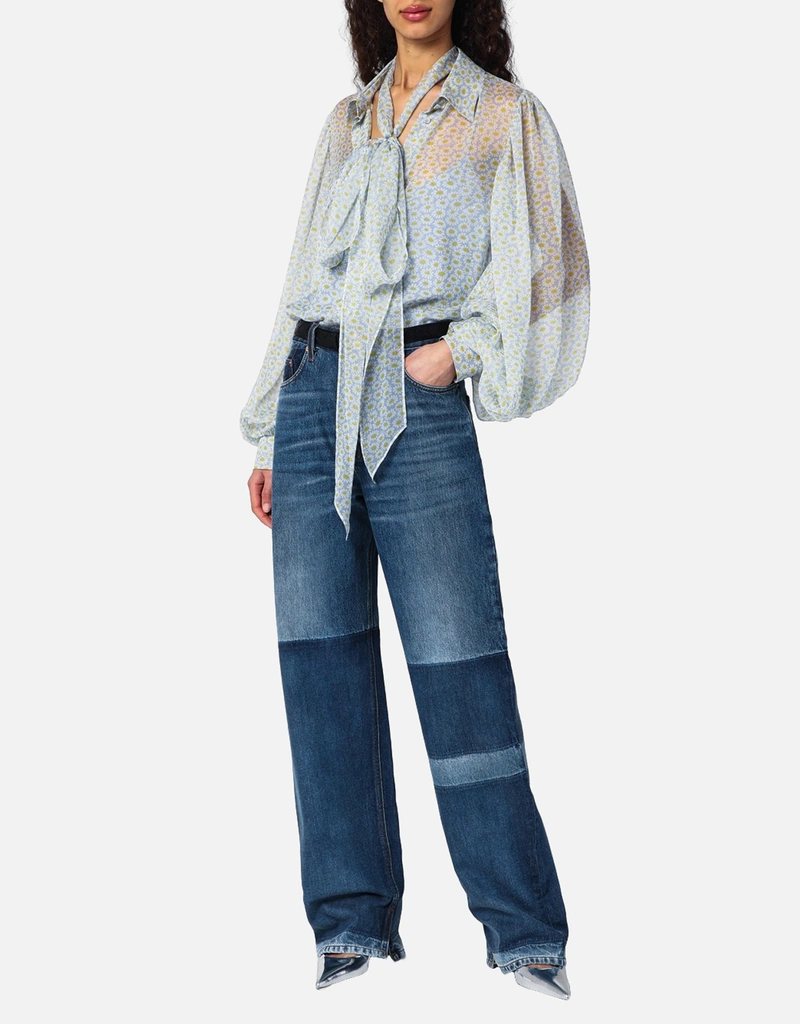 Gucci ツートーンワイドレッグデニムジーンズ (パンツ) IFCHIC.COM