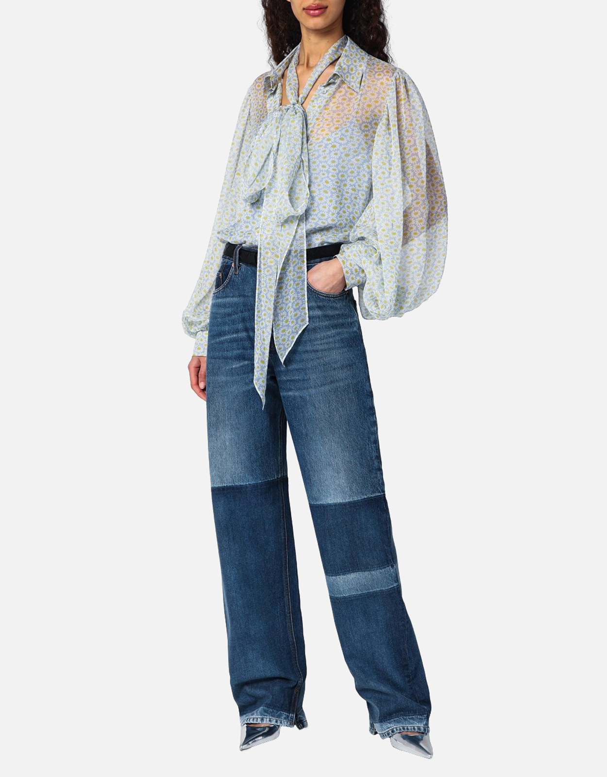 Gucci ツートーンワイドレッグデニムジーンズ (パンツ) IFCHIC.COM