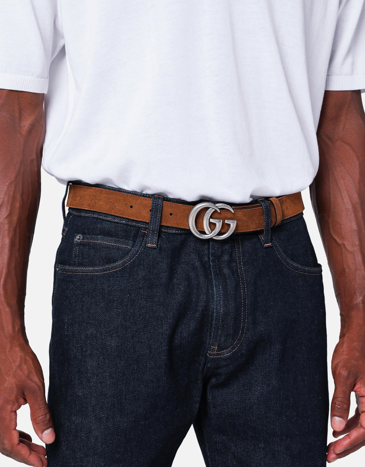 Gucci メンズ GGマーモント スエード細ベルト (アクセサリ,ベルト