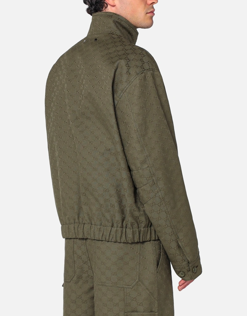 Gucci メンズGGキャンバスフォレストグリーンボンバージャケット
