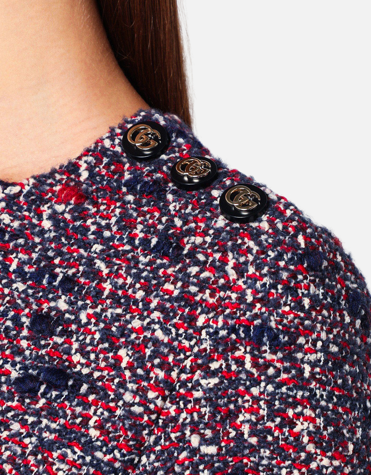 Gucci ブルーとレッドのブークレウールドレス (ドレス) IFCHIC.COM