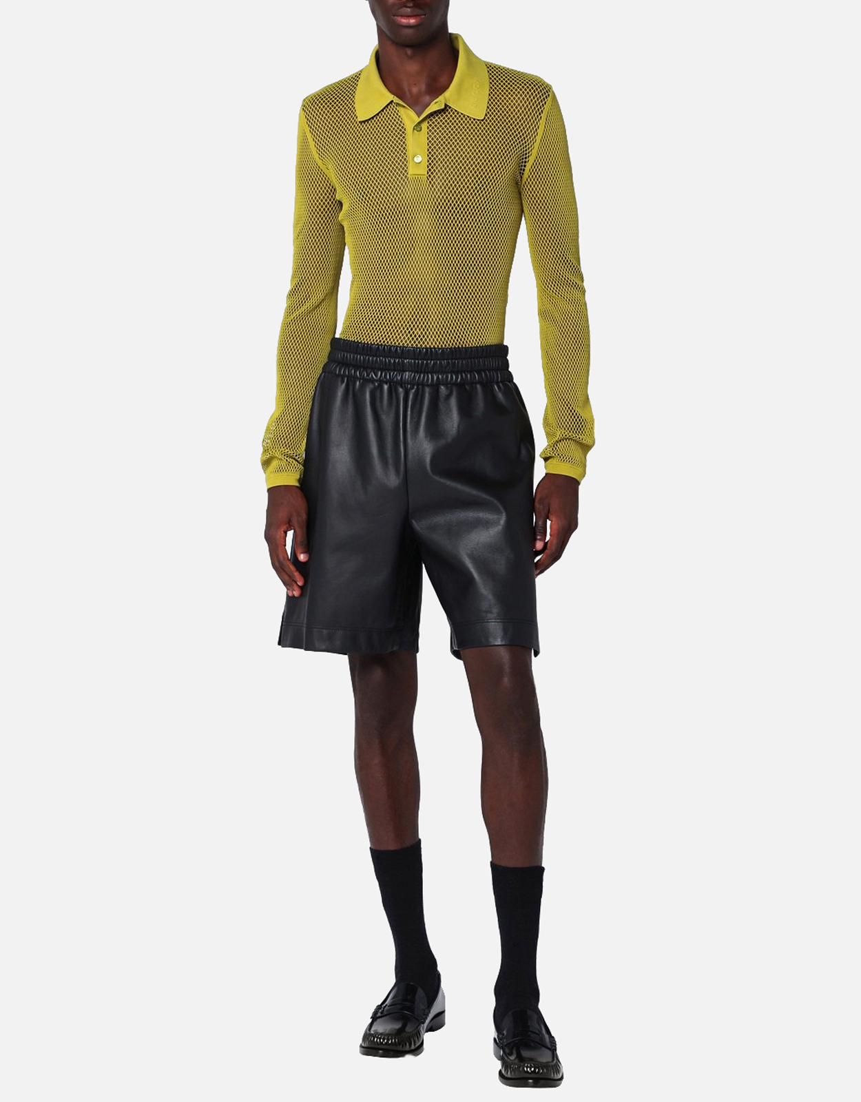 GUCCI Gucci Black leather Bermuda shorts - IT 46　グッチ ブラック レザー バミューダ ショーツ - IT 46
