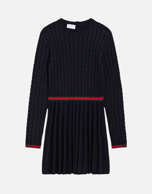 GUCCI　ワンピース　10歳くらい Gucci Kids キッズ美麗奴羊毛ワンピース ウェブディテール付き (女の子