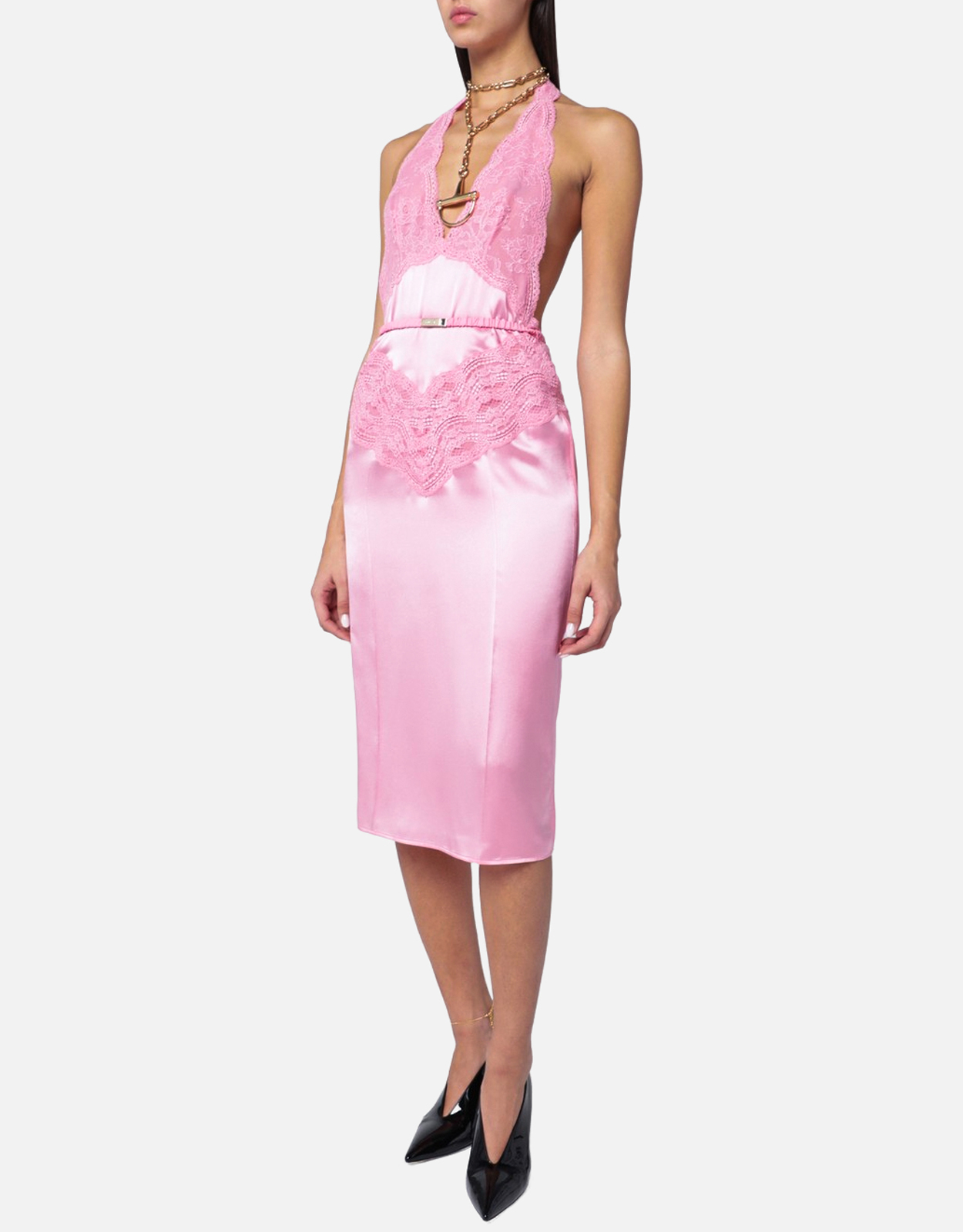 Gucci シルクサテンレースミディドレス (ドレス) IFCHIC.COM