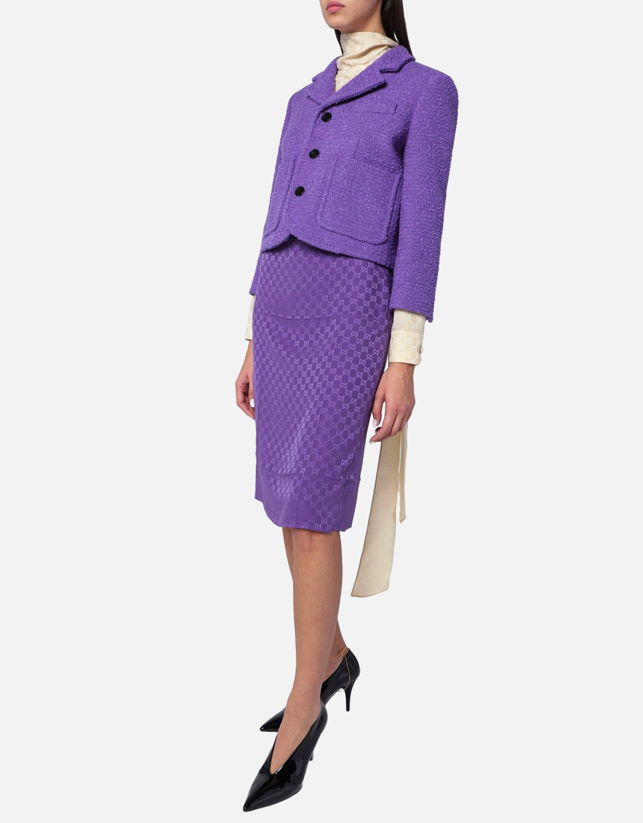 Gucci パープルGGジャカードシルクスカート (ドレス) IFCHIC.COM