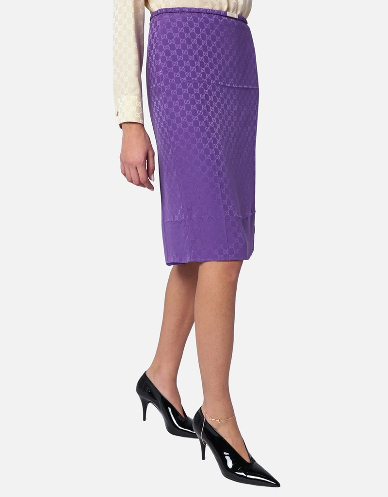 Gucci パープルGGジャカードシルクスカート (ドレス) IFCHIC.COM