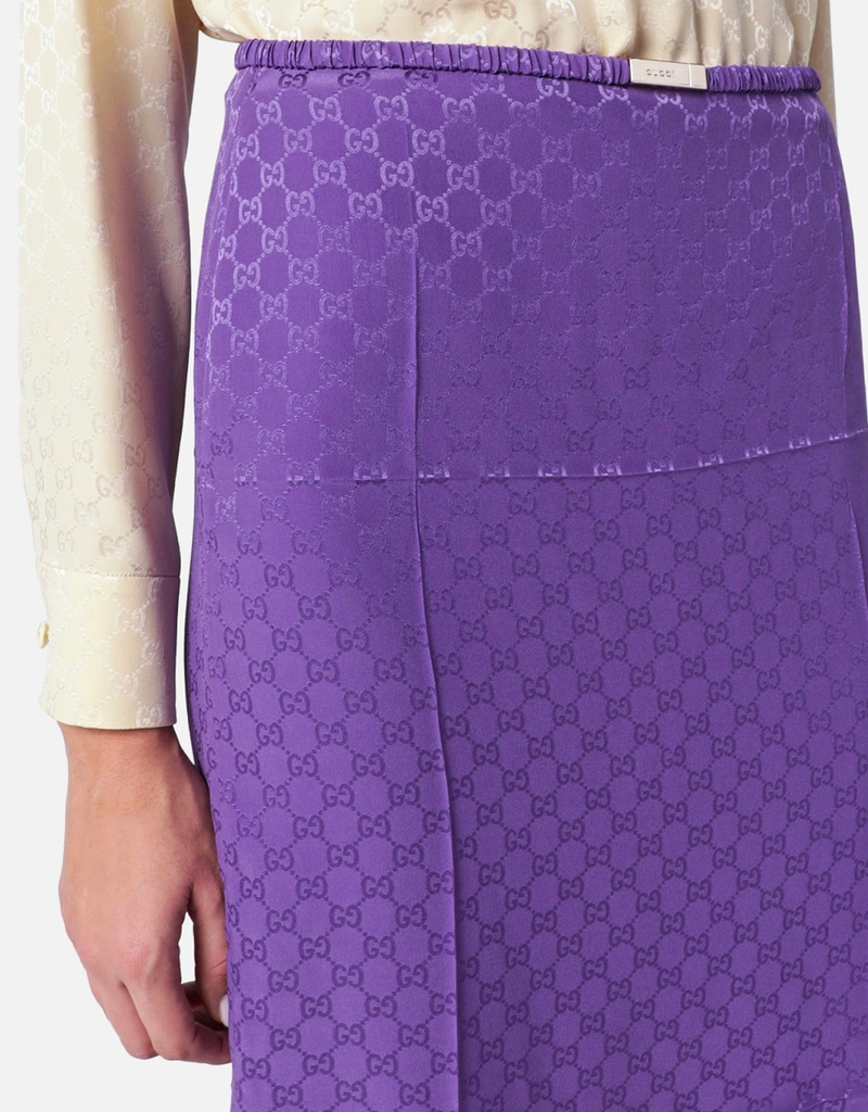 Gucci パープルGGジャカードシルクスカート (ドレス) IFCHIC.COM