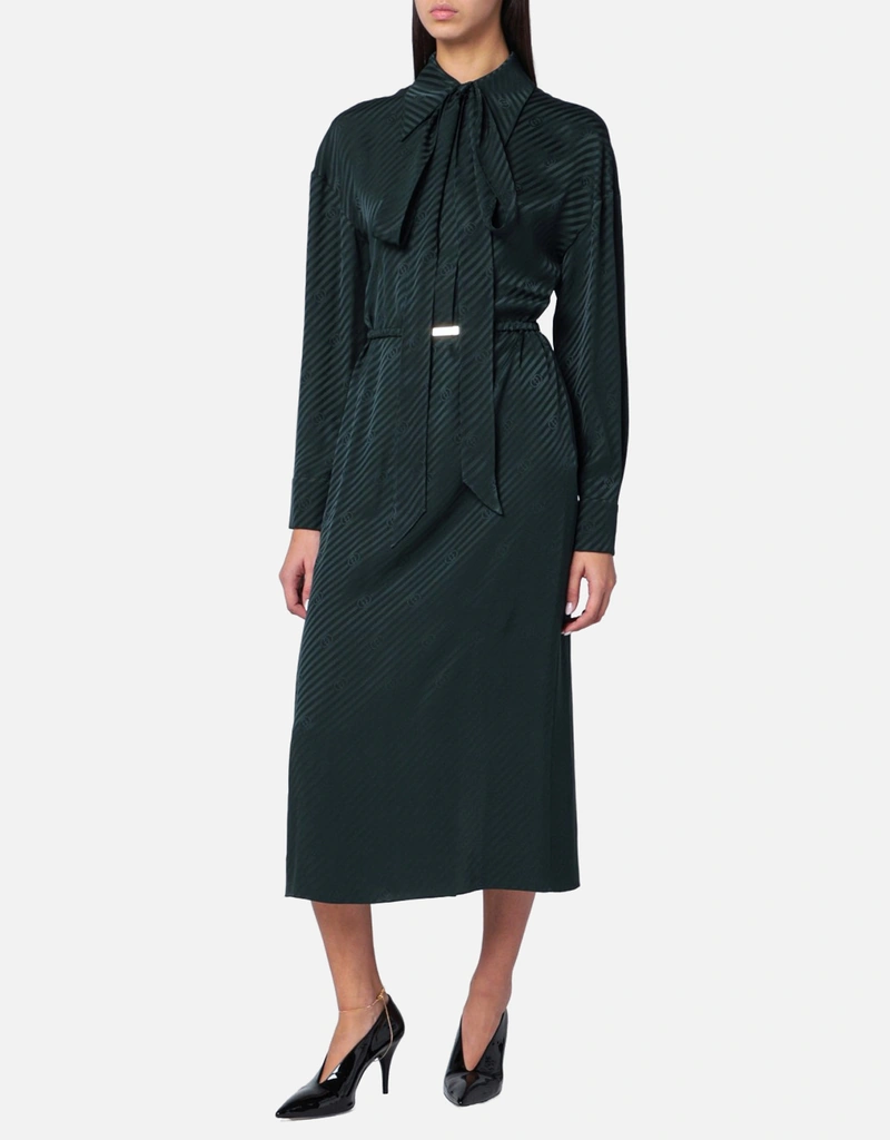 Gucci グリーンGGジャカードシルクラップドレス (ドレス) IFCHIC.COM